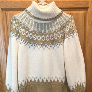 a.n.a. Gold and Cream Turtleneck Sweater Size L